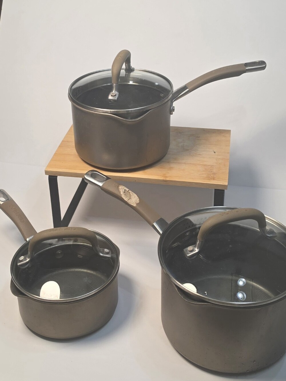 Set Of 3 Circulon Premiere Professional Saucepan & Lids Pots Induction